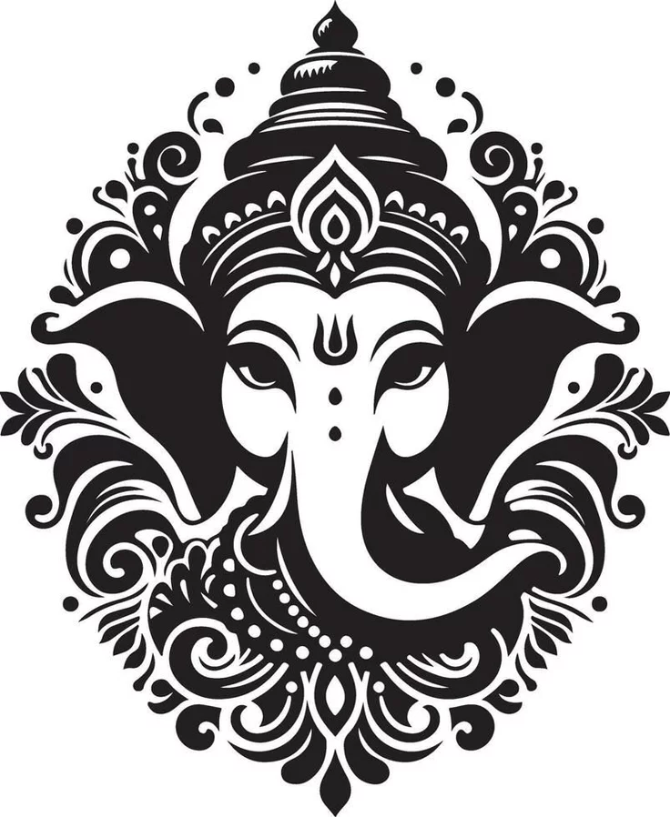 Download Lord Ganesha Black silhouette design for free
