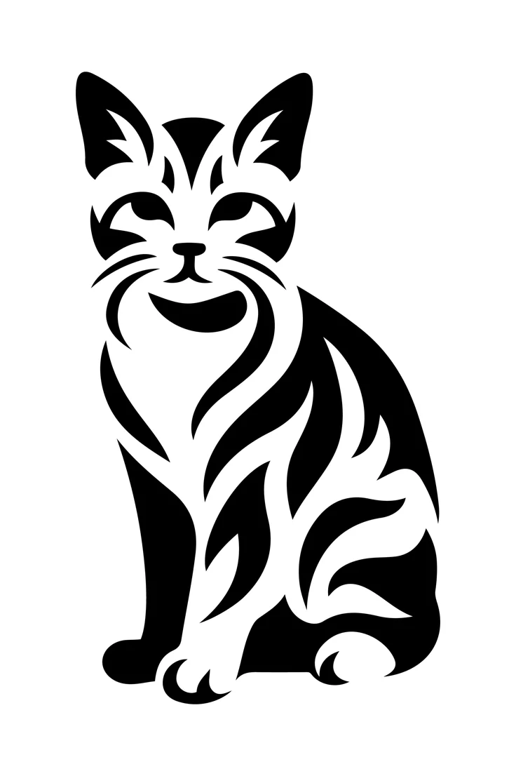 Colorful stylized cats sitting on white background, Multicolor sitting cats for design